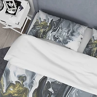 Designart 'White, grey and White Marble Acrylic' Mid-Century Modern Bedding Set