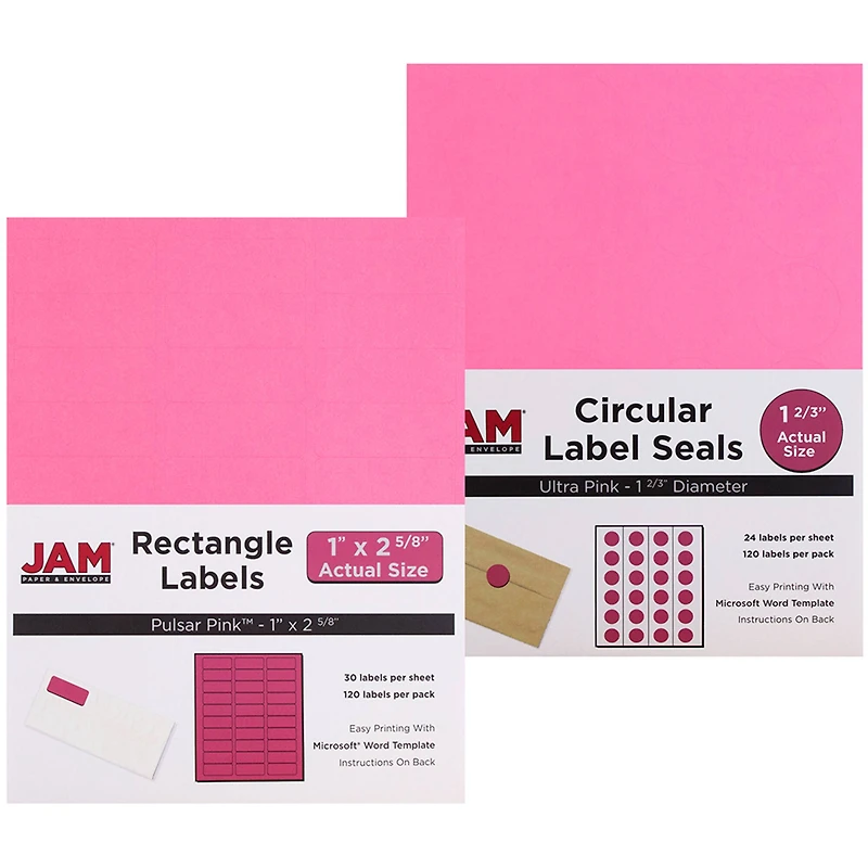 JAM Paper Fuchsia Pink Mailing Address Label Combo Set