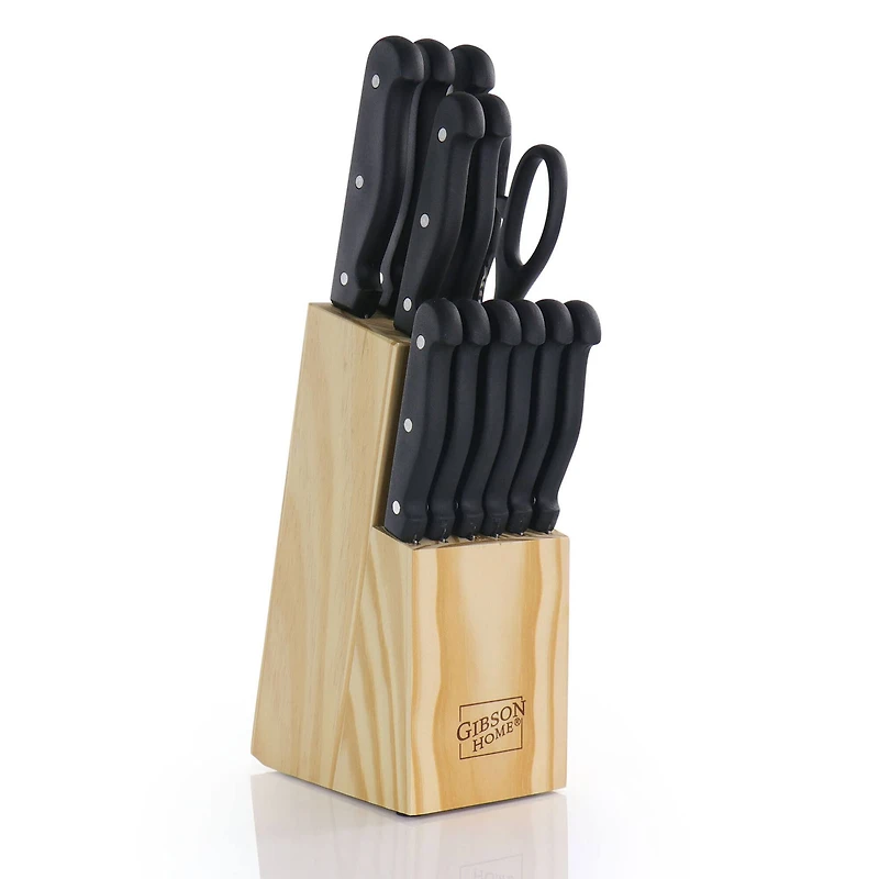 Gibson Home® Westover 13-Piece Black Stainless Steel Cutlery Set with Wood Storage Block