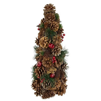19" Pinecone & Berries Christmas Tree Tabletop Décor