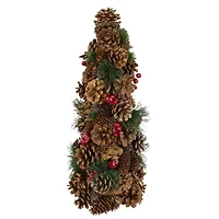 19" Pinecone & Berries Christmas Tree Tabletop Décor