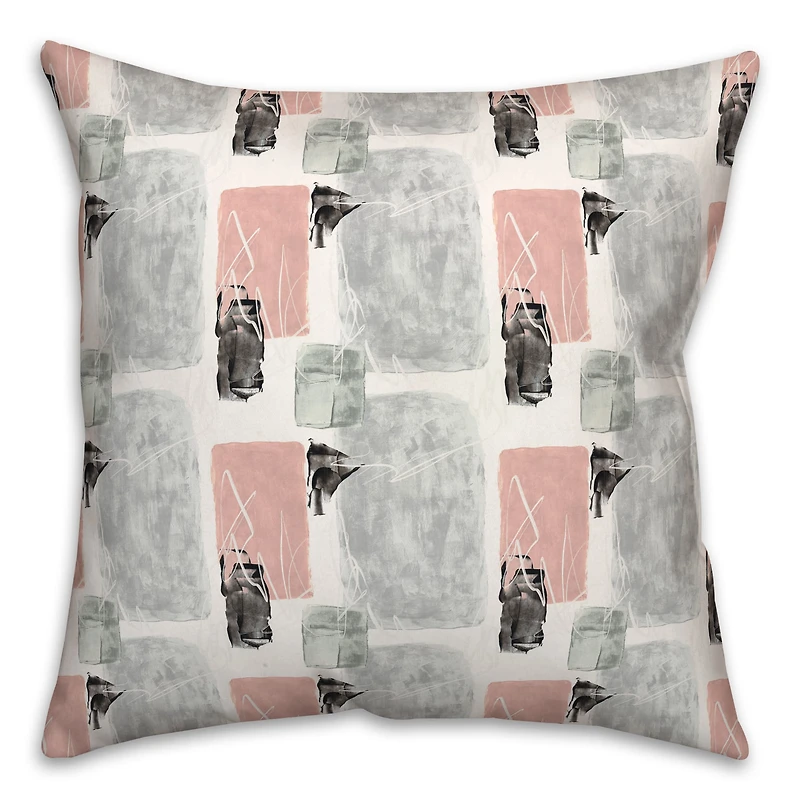 Blue and Pink Abstract 18" x 18" Throw Pillow