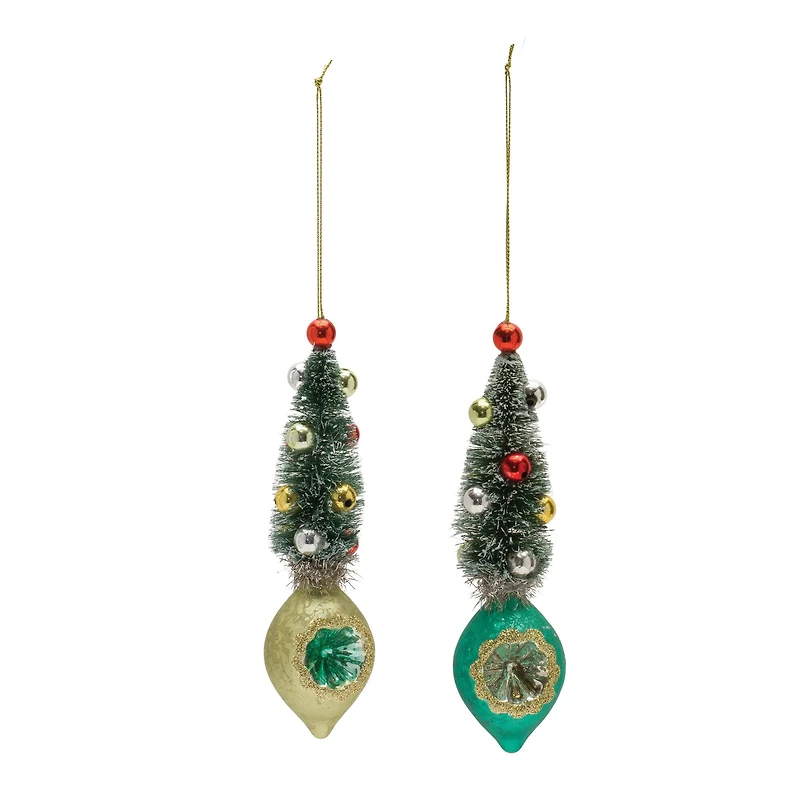 12ct. 6.5" Pine Tree Reflector Drop Ornament Set