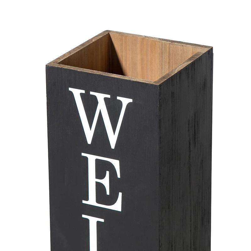 Glitzhome® 30" Black Wood Boxed Welcome Home Porch Sign