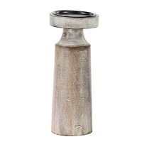 Brown Mango Wood Natural Candle Holder Set