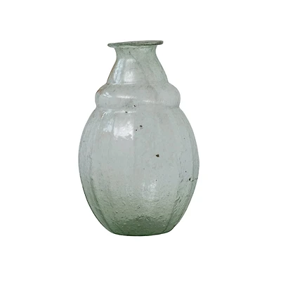 Hello Honey® 9.75" Clear & Light Green Round Serene Glass Vase