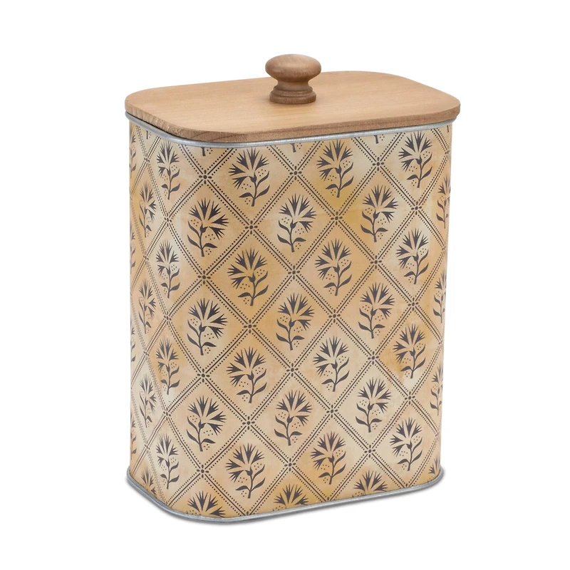Geometric Canister with Natural Wood Lid Set