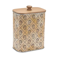 Geometric Canister with Natural Wood Lid Set