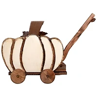 10.5" Fall Harvest Pumpkin Cart Tabletop Decoration