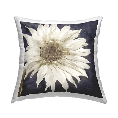 Stupell Industries White Flower Petals Intricate Abstract Daisy Throw Pillow, 18" x 18"