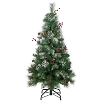 4ft. Pre-Lit Frosted Carolina Berry Spruce Artificial Christmas Tree, Clear Lights