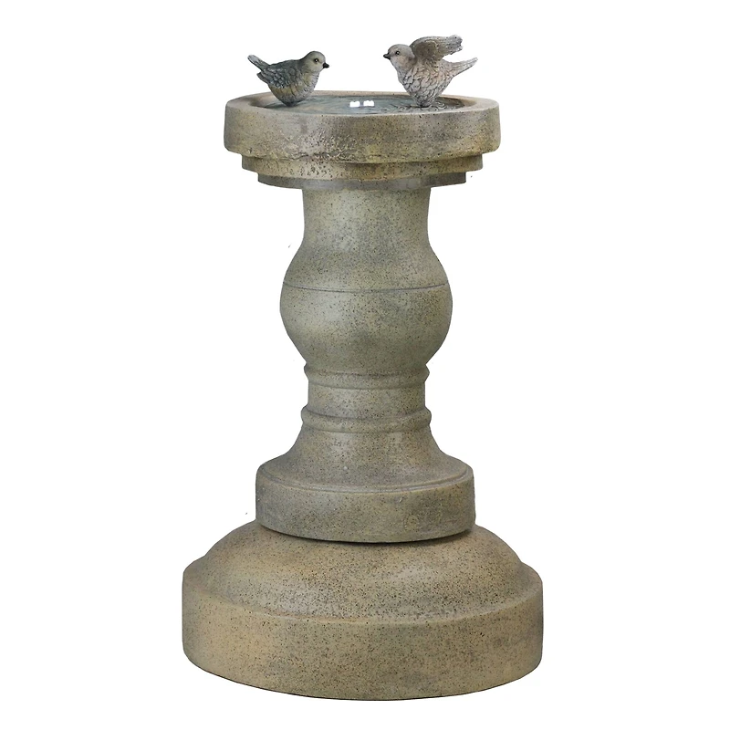 24.75" Tan Birds of a Feather LED Outdoor Garden Water Fountain
