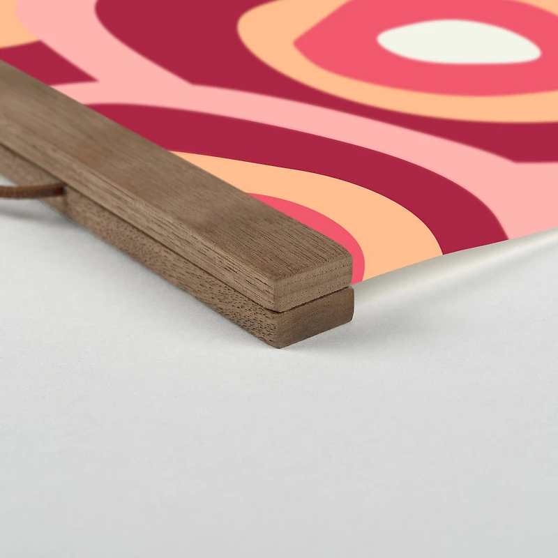 Funky Circles Pattern 16" x 16" Teak Hanging Canvas