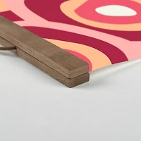 Funky Circles Pattern 16" x 16" Teak Hanging Canvas