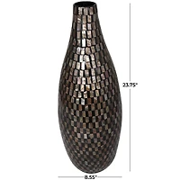 24" Black Mother of Pearl Handmade Mosaic Inspired Vase