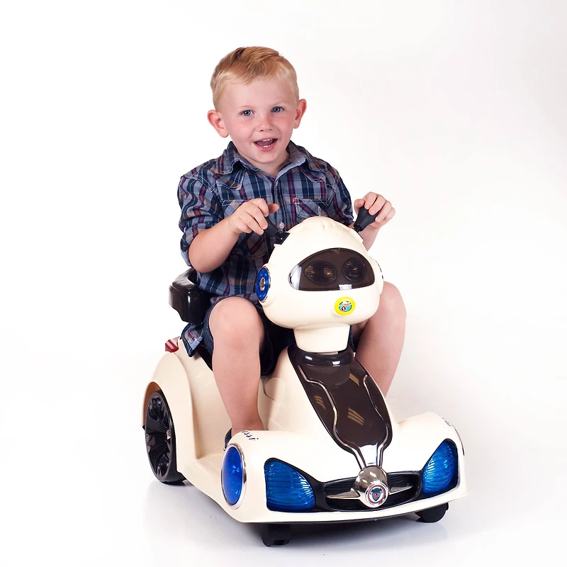 Toy Time White Battery Powered Ride-On Space Car