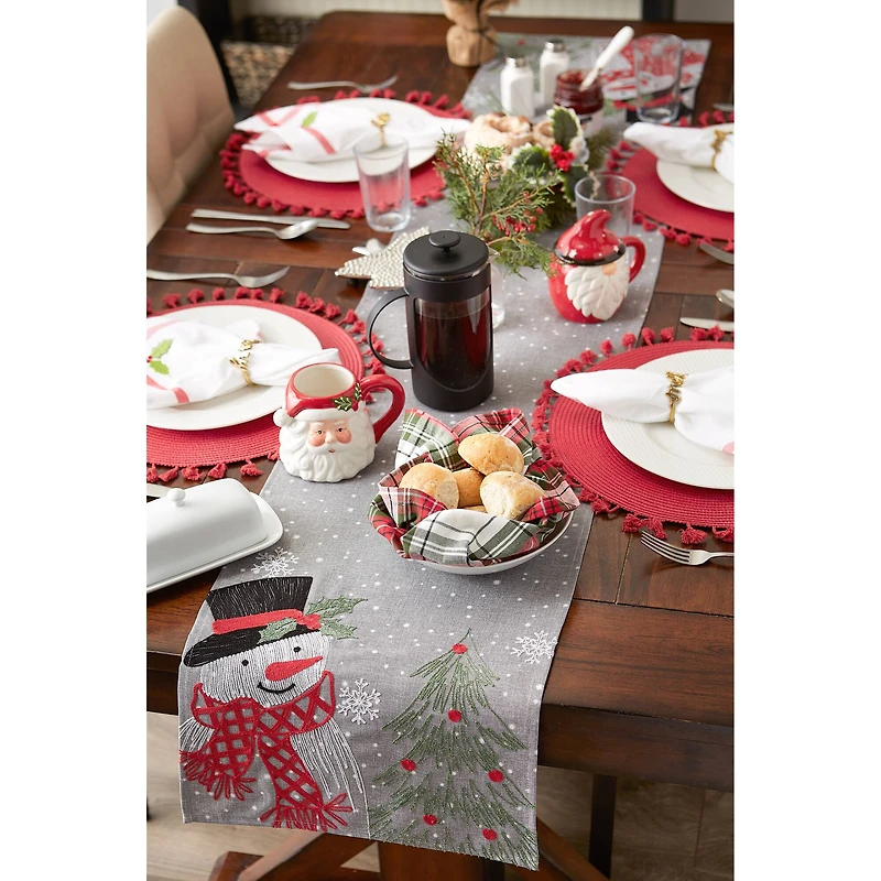 DII® 70" Grey Snowman Embroidered Table Runner