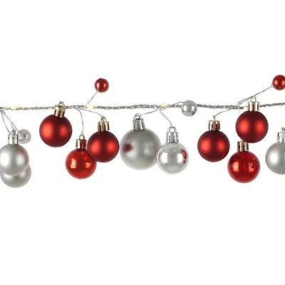 4.1ft. Silver & Red Ornaments LED Garland String Lights by Ashland®
