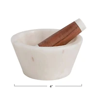 Hello Honey® 6" Marble & Acacia Wood Mortar & Pestle Set