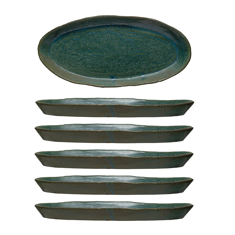 Hello Honey® Matte Green Reactive Glaze Stoneware Plate Set