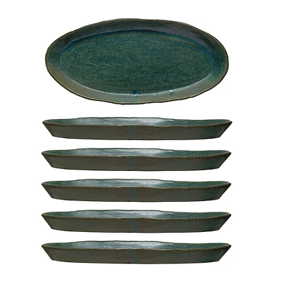 Hello Honey® Matte Green Reactive Glaze Stoneware Plate Set