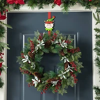 Glitzhome® 14" Christmas Metal Elf, Snowman & Santa Wreath Hanger Set