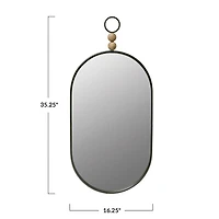 Hello Honey® Black Oval Metal Wall Mirror with Wood Beads
