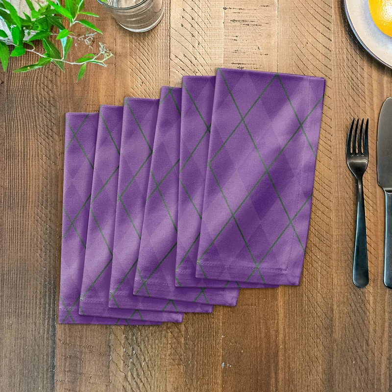 Simple Purple Argyle Mardi Gras Napkin