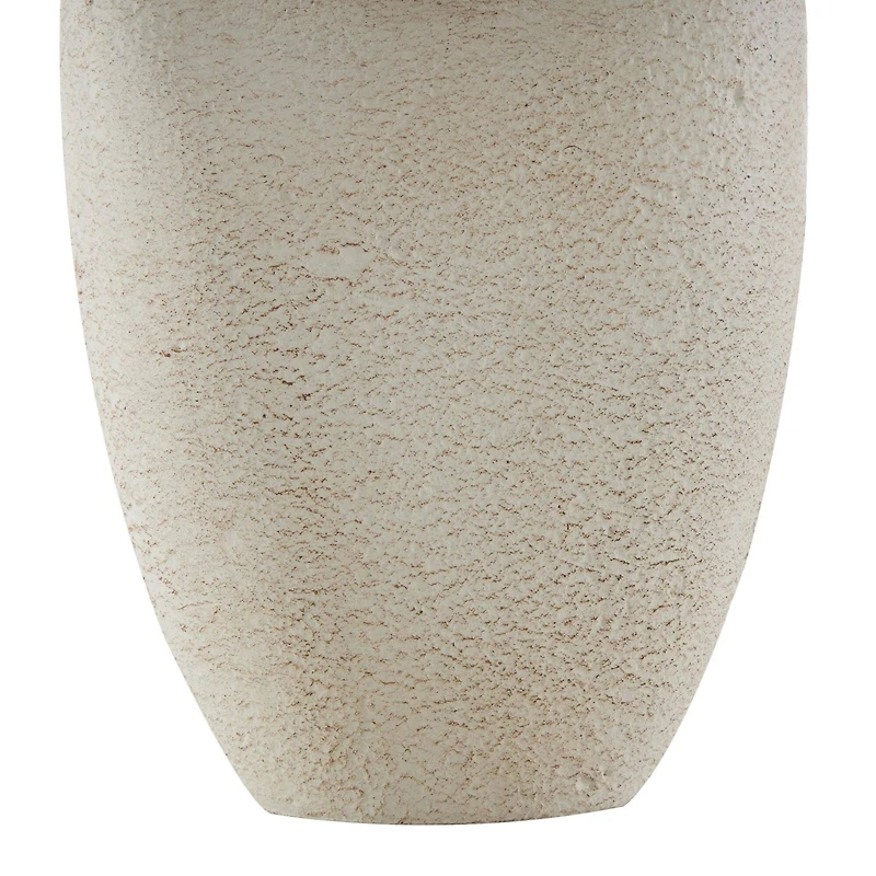 17.5" Cream Paper Mache Abstract Curved Cutout Vase with Brown Distressed Texturing