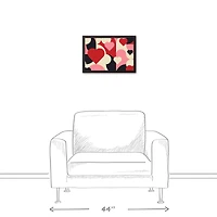 Mid Mod Heart Pattern Black Framed Canvas