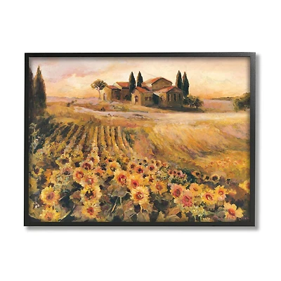 Stupell Industries Italian Villa Autumn Sunflower Field Framed Wall Art