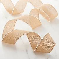 2.5" x 3yd. Burlap & Beaded Wired Ribbon by Celebrate It® Classic