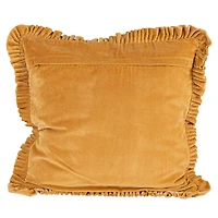 Hello Honey® 20" Mustard Yellow Velvet Ruffled Square Accent Pillow