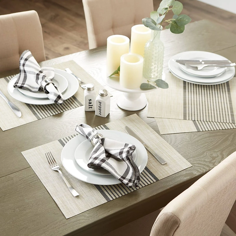 DII® Black Middle Stripe PVC Woven Placemat, 6ct.