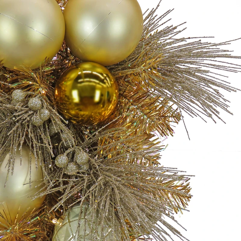 36" Be Merry Gold LED Teardrop Swag