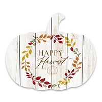 Happy Harvest Autumn Wreath 15" x 17.25" Pumpkin Shaped Pallet Wood