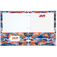 JAM Paper Camo Glossy Laminated Two Pocket 3 Hole Punch School Folders, 6ct.
