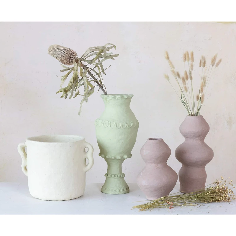 Hello Honey® 17" Mint Handmade Paper Mache Vase with Embossed & Debossed Design