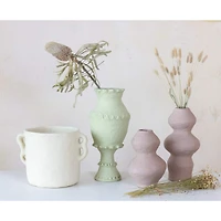 Hello Honey® 17" Mint Handmade Paper Mache Vase with Embossed & Debossed Design