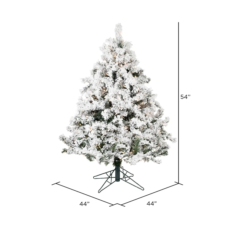 4.5ft. Pre-Lit Flocked Alaskan Pine Artificial Christmas Tree, Clear Lights