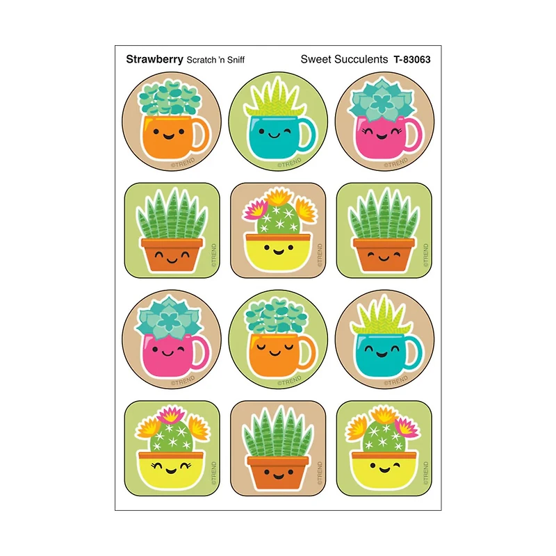 TREND Enterprises® Sweet Succulents, Strawberry Scent Scratch 'n Sniff Stinky Stickers®, 48 Per Pack, 6 Packs total of 288