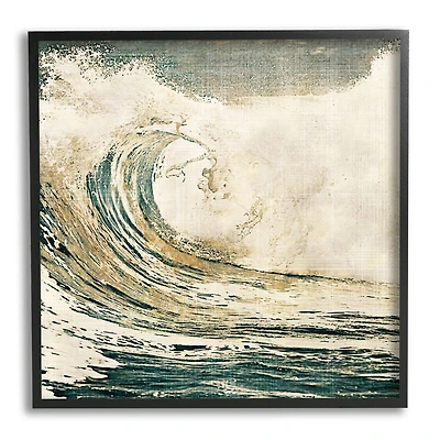 Stupell Industries Vintage Tidal Wave White Crest Nautical Water in Frame Wall Art