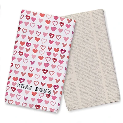 Just Love Hearts 16" x 25" Tea Towel - Set of 2