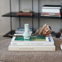 Hello Honey® 4.5" White & Green Verdant Marble Taper Candle Holder