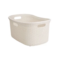 Mind Reader Ivory Laundry Basket with Cutout Handles