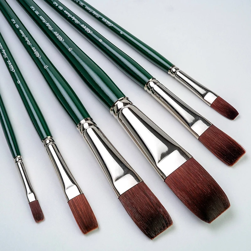Silver Brush Limited Ruby Satin® 6 Piece Long Flats Brush Set