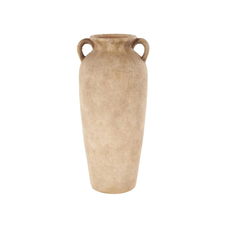 20" Brown Antique Ceramic Vase with Handles