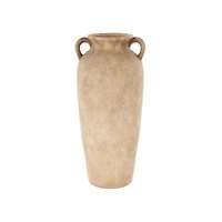 20" Brown Antique Ceramic Vase with Handles