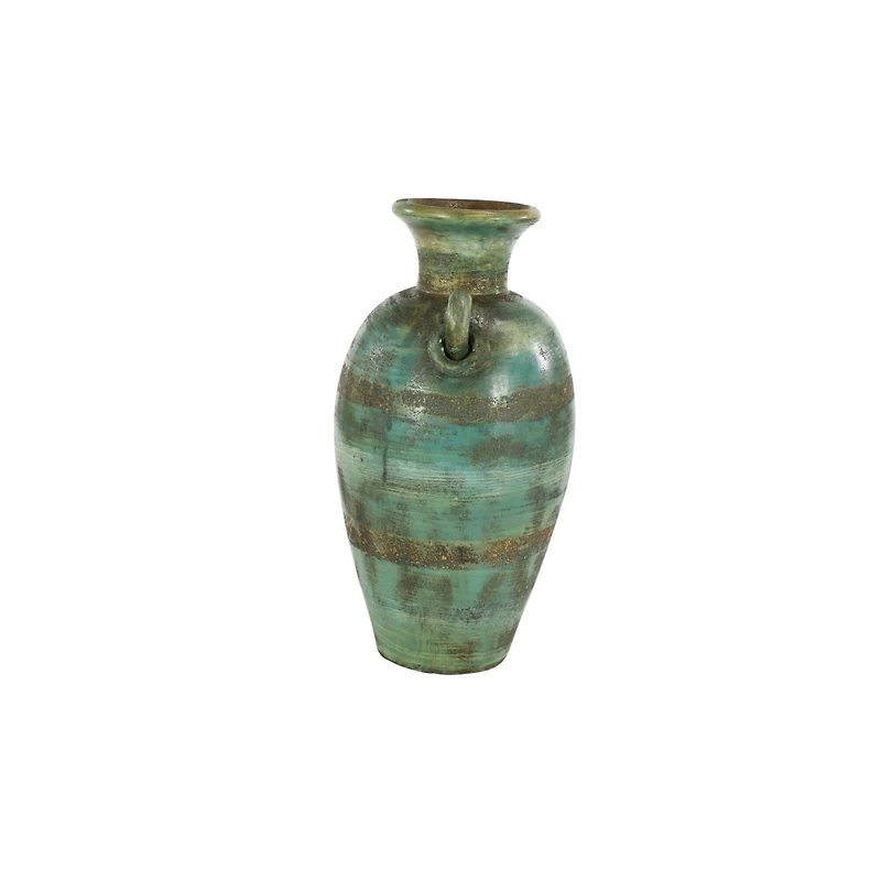 23" Green Ceramic Rustic Vase