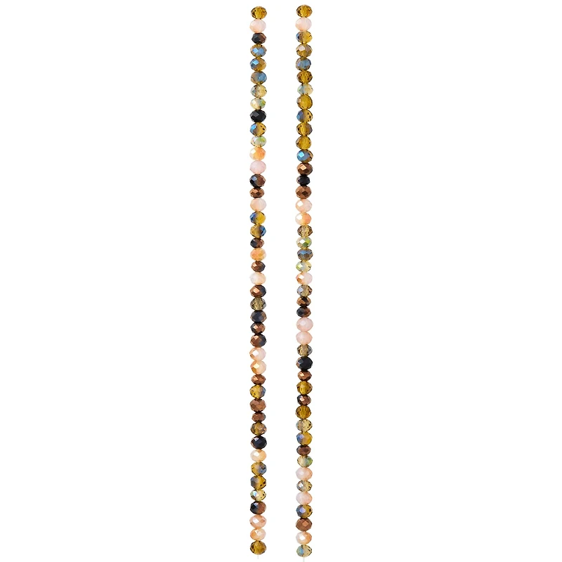 Amber Mix Faceted Glass Rondelle Beads, 3mm by Bead Landing™